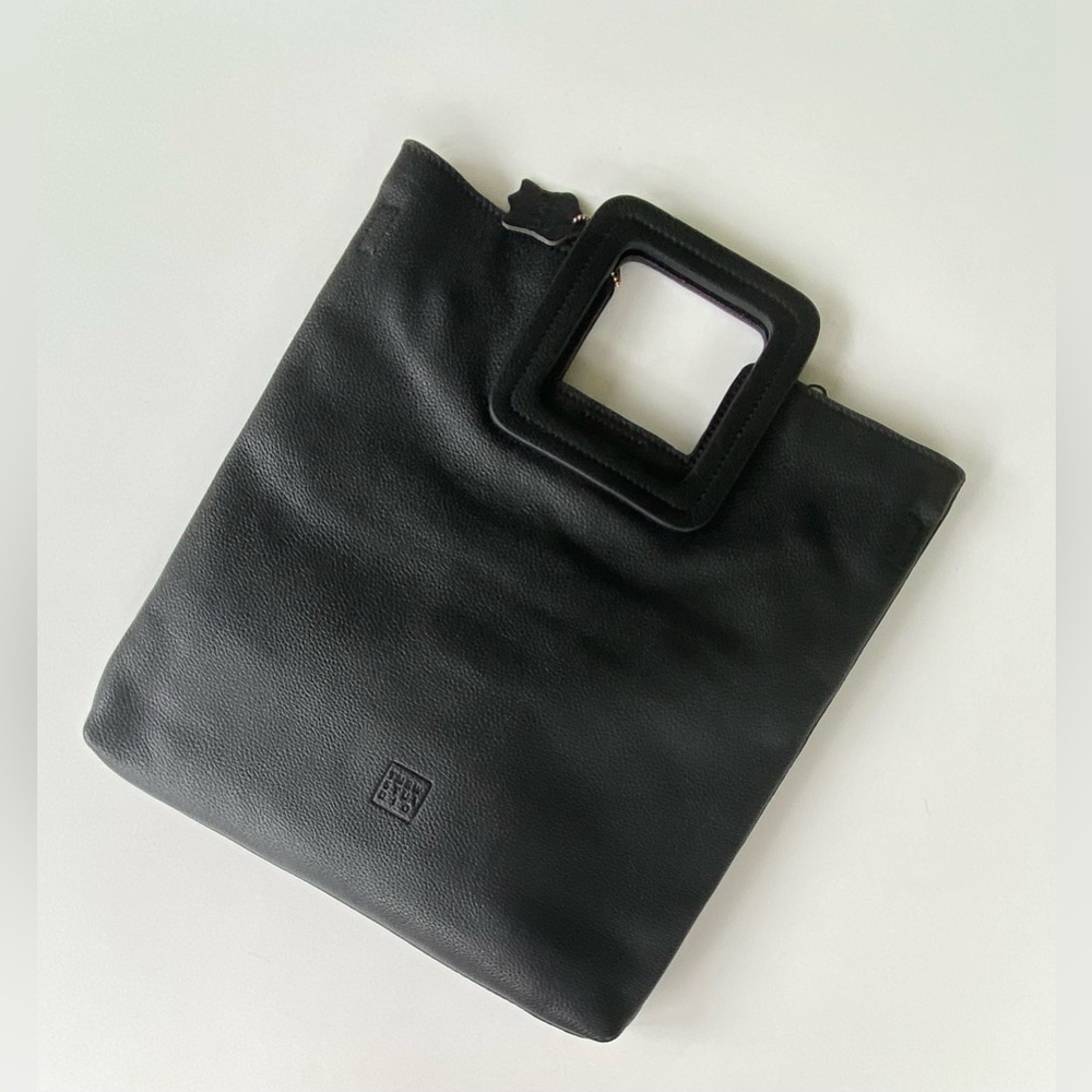 TMRW Studio Milo Black Leather Fold Over Clutch Crossbody Handbag - Picture 12 of 13